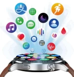 TKYUAN SmartWatch TKY-HD2 NFC BT Call Wireless Charging-(Steel:black +feather)