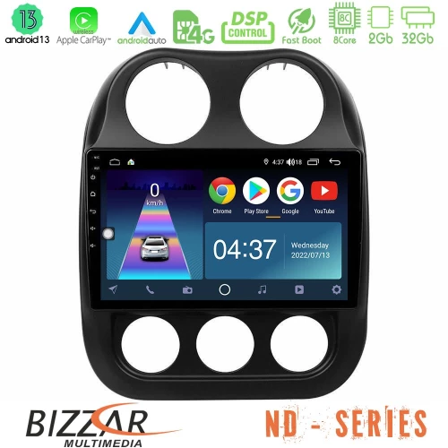 Bizzar ND Series 8Core Android13 2+32GB Jeep Compass 2012-2016 Navigation Multimedia Tablet 9"
