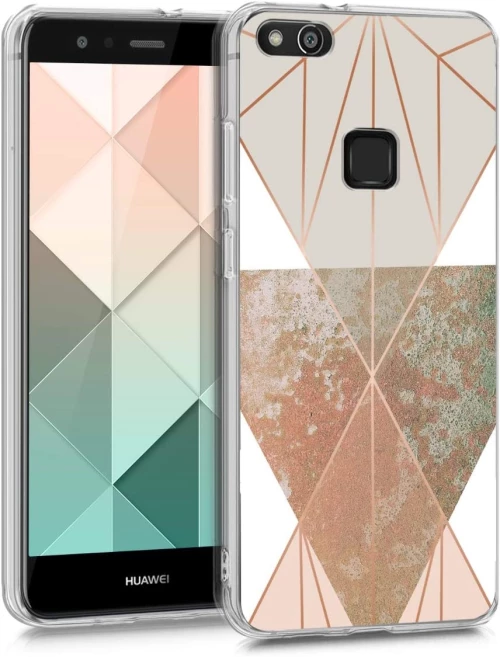 KWmobile Θήκη Σιλικόνης IMD Design - Huawei P10 Lite - Beige / Rose Gold / White (41375.54)