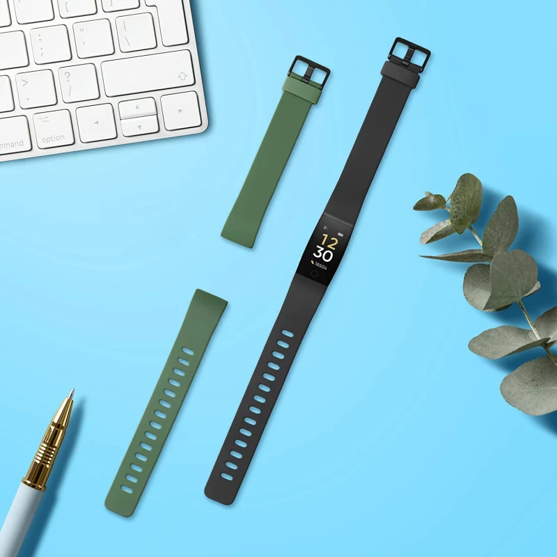 KW Λουράκι Σιλικόνης Realme Band 1 - 2 Τεμάχια - Black / Dark Green (58173.02)