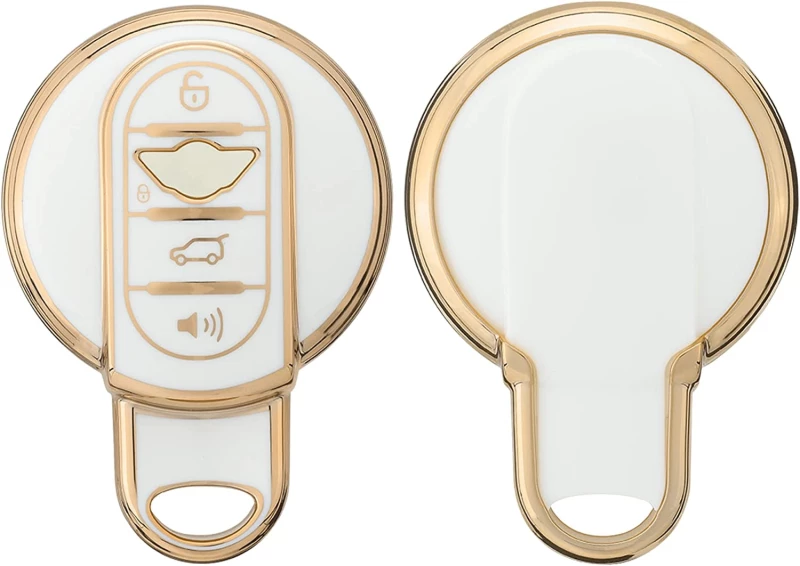 KW Θήκη Κλειδιού Mini - Σιλικόνη - 3 Κουμπιά - Smart Key - White / Gold (58602.02)