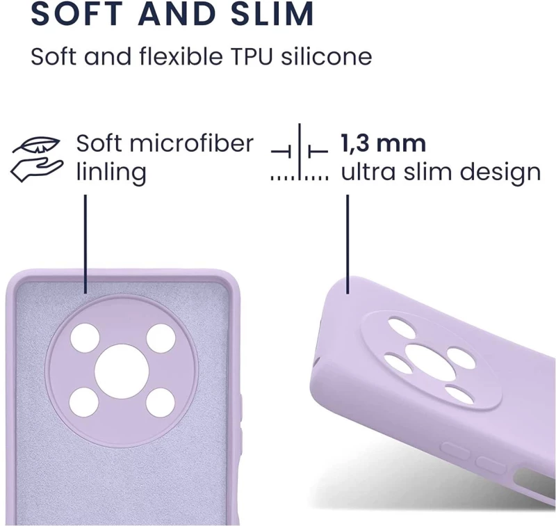KWmobile Soft Slim Flexible Rubber Cover with Camera Protector - Θήκη Σιλικόνης Honor Magic4 Lite με Πλαίσιο Κάμερας - Lavender (59335.108)
