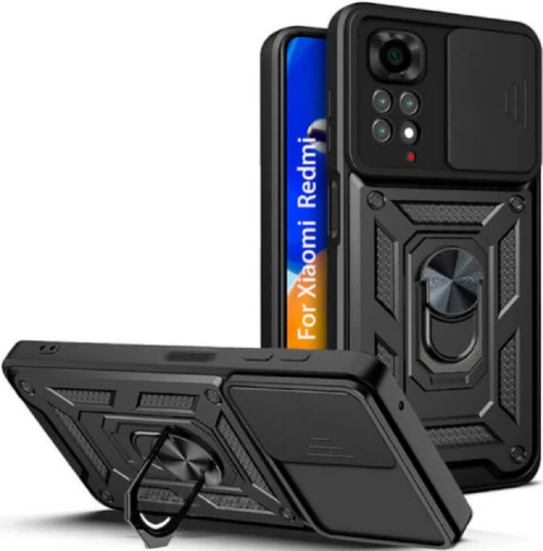 Bodycell Armor Slide - Ανθεκτική Θήκη Xiaomi Redmi Note 11 Pro Plus 5G με Κάλυμμα για την Κάμερα & Μεταλλικό Ring Holder - Black (5206015004001)