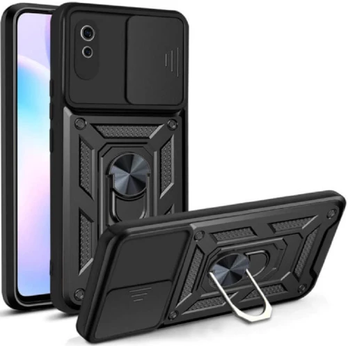 Bodycell Armor Slide - Ανθεκτική Θήκη Xiaomi Redmi 9Α / 9AT / 9i με Κάλυμμα για την Κάμερα & Μεταλλικό Ring Holder - Black (5206015012570)
