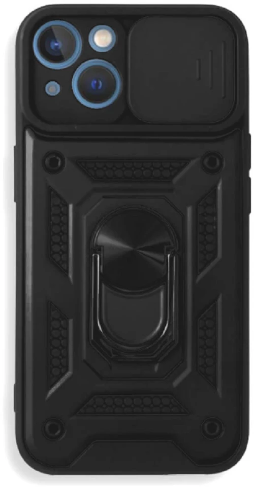 Bodycell Armor Slide - Ανθεκτική Θήκη Apple iPhone 13 με Κάλυμμα για την Κάμερα & Μεταλλικό Ring Holder - Black (5206015003264)
