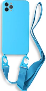 Bodycell Θήκη Σιλικόνης με Λουράκι Λαιμού - Apple iPhone 11 Pro Max - Light Blue (5206015000164)