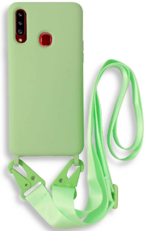 Bodycell Θήκη Σιλικόνης με Λουράκι Λαιμού - Samsung Galaxy A20s - Green (5206015001178)