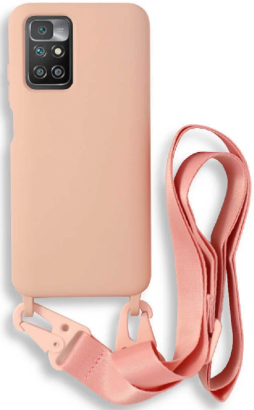 Bodycell Θήκη Σιλικόνης με Λουράκι Λαιμού - Xiaomi Redmi 10 / Redmi 10 2022 - Pink (5206015002731)
