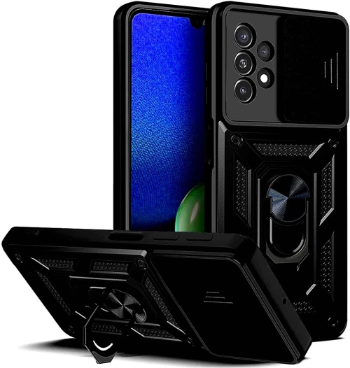 Bodycell Armor Slide - Ανθεκτική Θήκη Samsung Galaxy A23 με Κάλυμμα για την Κάμερα & Μεταλλικό Ring Holder - Black (5206015010613)