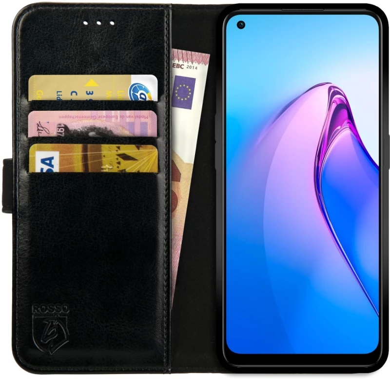 Rosso Element PU Θήκη Πορτοφόλι Oppo Reno8 - Black (8719246375712)