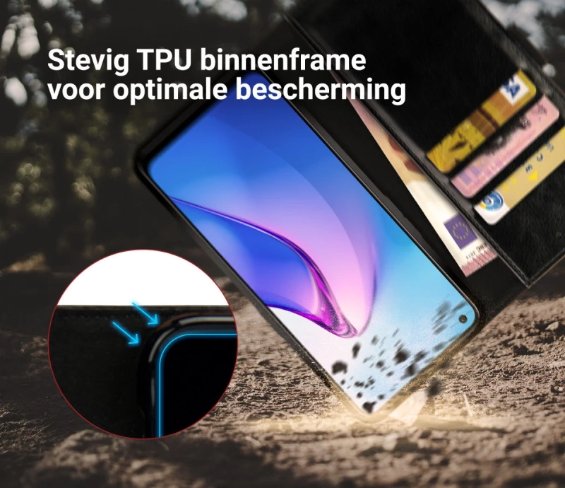 Rosso Element PU Θήκη Πορτοφόλι Oppo Reno8 - Black (8719246375712)