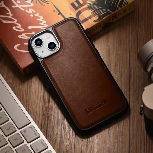 iCarer Oil Wax Leather Cover - Δερμάτινη Θήκη με TPU Bumper - Apple iPhone 14 Plus - Brown (WMI14220719-BN)