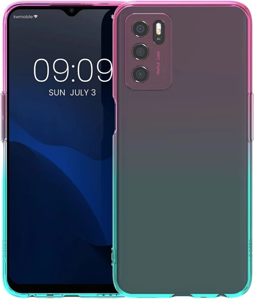 KWmobile Θήκη Σιλικόνης Oppo A16 / A16s / A54s - Bicolor Dark Pink / Blue / Transparent (60979.01)