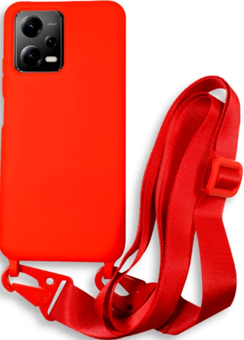 Bodycell Θήκη Σιλικόνης με Λουράκι Λαιμού - Xiaomi Redmi Note 12 5G / Poco X5 - Red (5206015023897)