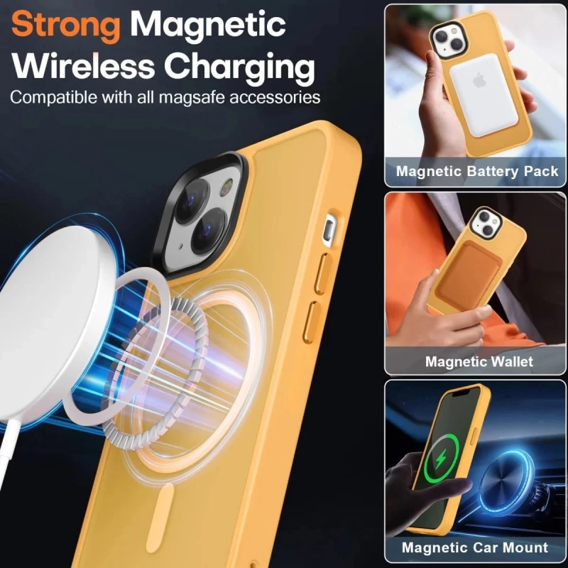 HappyCase Ημιδιάφανη Σκληρή Θήκη MagSafe - Apple iPhone 15 Plus - Matte Orange (8719246415241)