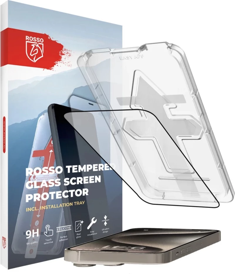 Rosso Tempered Glass - FullFace Αντιχαρακτικό Προστατευτικό Γυαλί Οθόνης Apple iPhone 15 Pro Max (8719246407086)