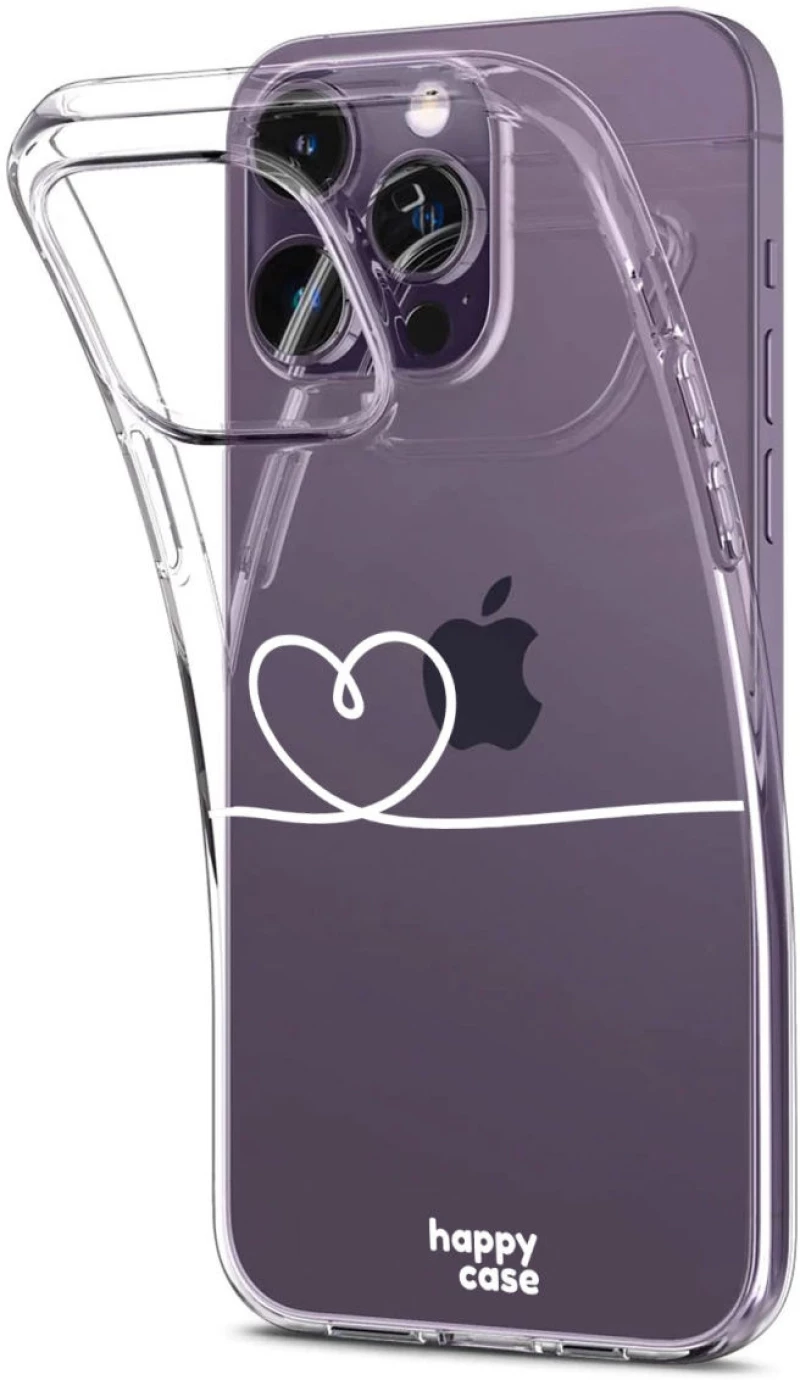 HappyCase Διάφανη Θήκη Σιλικόνης Apple iPhone 14 Pro - Heart Print (8719246373244)