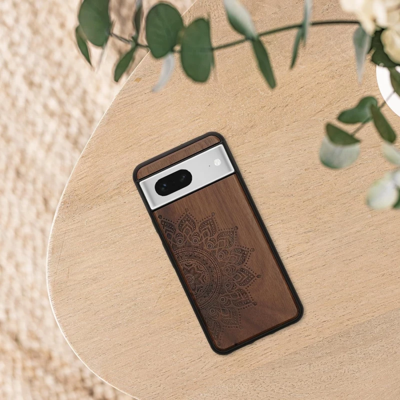 KWmobile Σκληρή Ξύλινη Θήκη με TPU Bumper - Google Pixel 8 - Walnut / Rising Sun (61875.01)