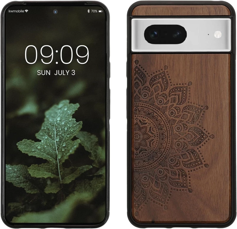 KWmobile Σκληρή Ξύλινη Θήκη με TPU Bumper - Google Pixel 8 - Walnut / Rising Sun (61875.01)