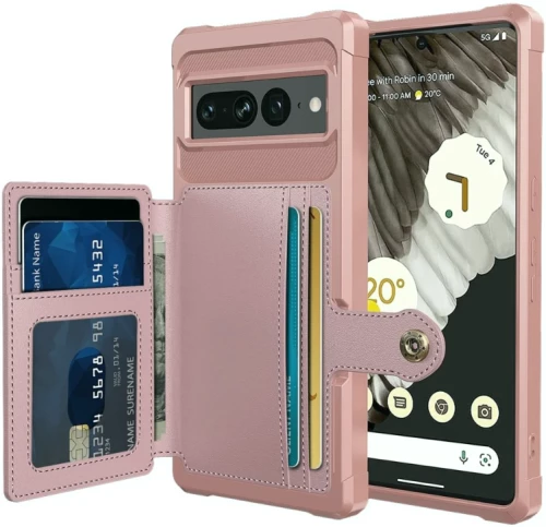 HappyCase 3 σε 1 - Θήκη Σιλικόνης με Ενσωματωμένο PU Πορτοφόλι - Google Pixel 7 Pro - Pink (8719246421044)