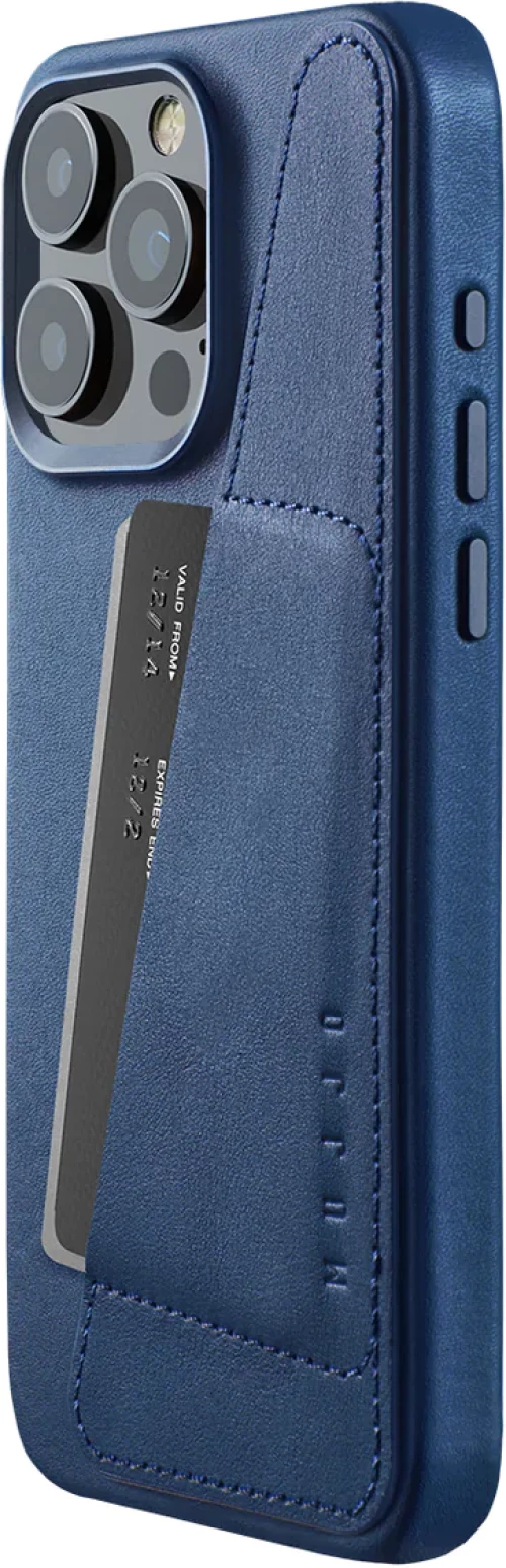 MUJJO Full Leather Wallet Case - Δερμάτινη Θήκη-Πορτοφόλι MagSafe - Apple iPhone 15 Pro Max - Monaco Blue (MUJJO-CL-042-BL)
