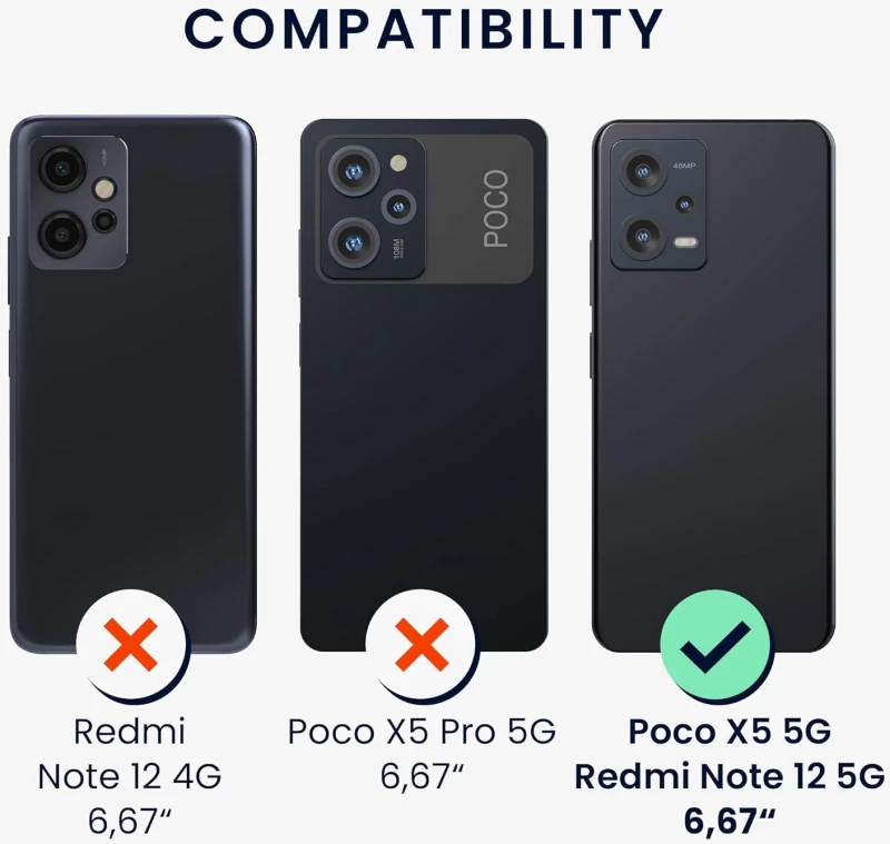 KWmobile Θήκη Σιλικόνης Xiaomi Redmi Note 12 5G / Poco X5 με Πλαίσιο Κάμερας - Dark Slate (60887.202)