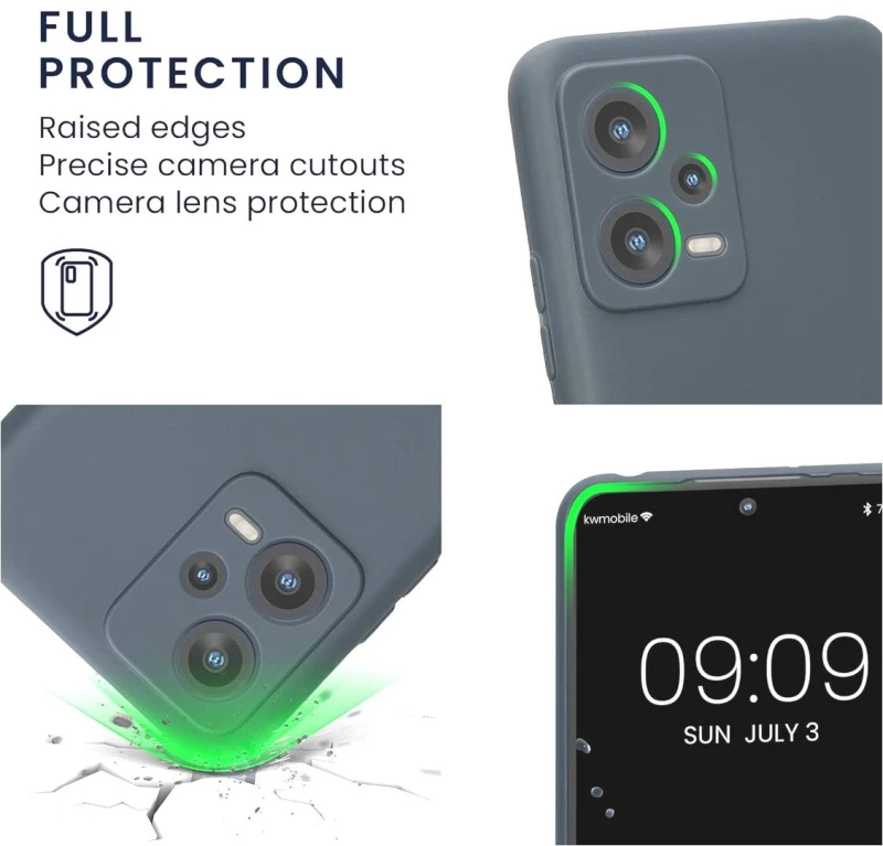 KWmobile Θήκη Σιλικόνης Xiaomi Redmi Note 12 5G / Poco X5 με Πλαίσιο Κάμερας - Dark Slate (60887.202)