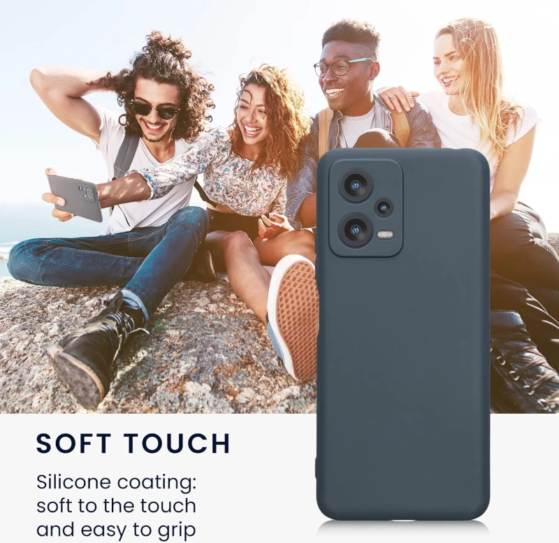 KWmobile Θήκη Σιλικόνης Xiaomi Redmi Note 12 5G / Poco X5 με Πλαίσιο Κάμερας - Dark Slate (60887.202)