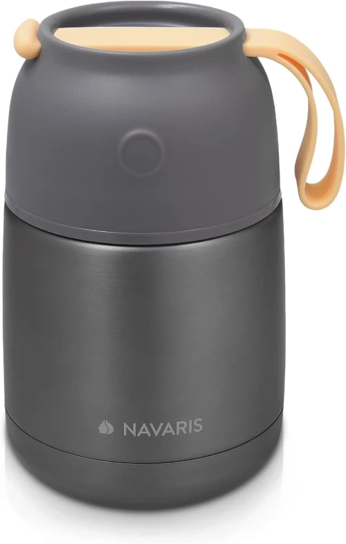 Navaris Vacuum Insulated Food Jar - Θερμός από Ανοξείδωτο Ατσάλι με Καπάκι / Δοχείο για Φαγητό - 450ml - Dark Gray (47325.1.19)
