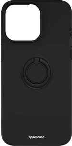 Spacecase Silicone Ring - Θήκη Σιλικόνης με Μεταλλικό Μαγνητικό Ring Holder - Apple iPhone 15 Pro Max - Black (5905719103880)