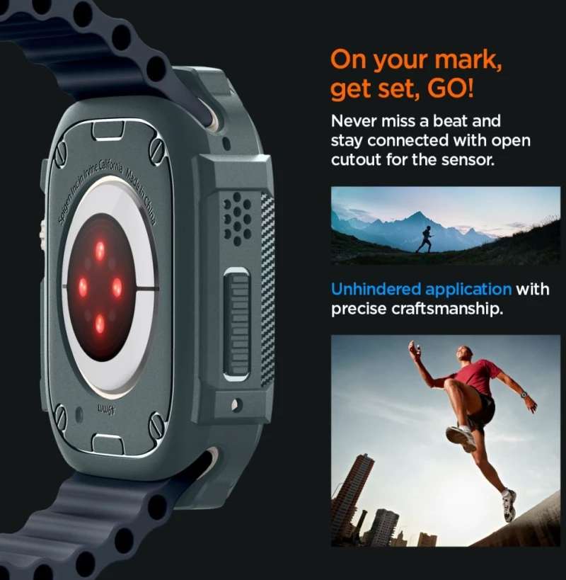 Spigen Rugged Armor - Θήκη Σιλικόνης Apple Watch Ultra 2 / Ultra 1 49mm - Abyss Green (ACS07383)