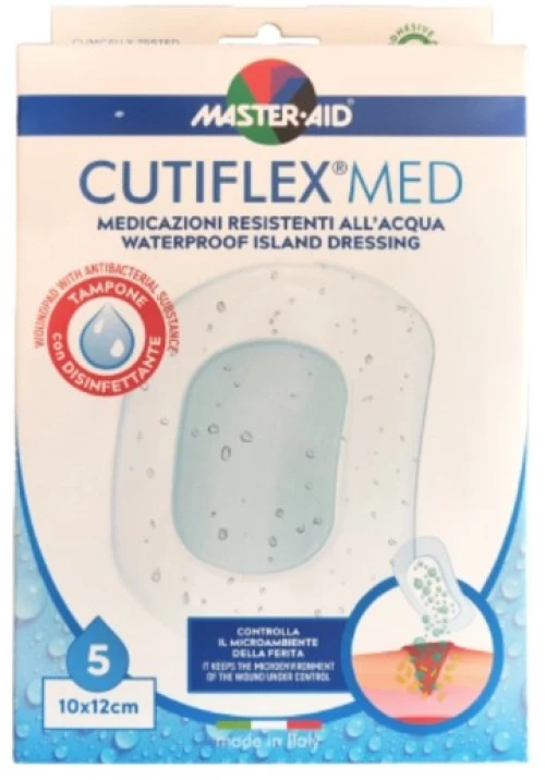 Master Aid Cutiflex Waterproof Αδιάβροχη Αυτοκόλλητη Γάζα 10 x 12cm 5τμχ