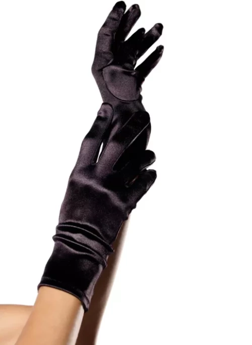 Σατέν Γάντια Leg Avenue Wrist Length Μαύρα