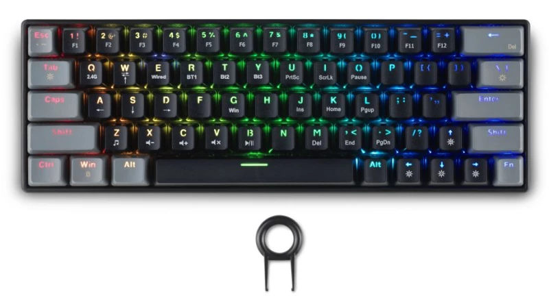 Spartan Gear - Pegasus 2 rgb Wired  Wireless 63 Keys Mechanical Gaming Keyboard (Color: Black/grey)