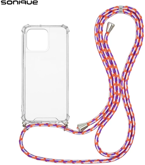 Θήκη Σιλικόνης με Κορδόνι Sonique Armor Clear Apple iPhone 15 Pro Max Rainbow Κοραλλί - Sonique - Rainbow Κοραλλί - iPhone 15 Pro Max - Θήκες Πλάτης