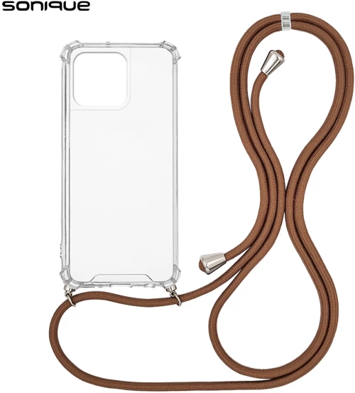 Θήκη Σιλικόνης με Κορδόνι Sonique Armor Clear Apple iPhone 15 Pro Max Καφέ - Sonique - Καφέ - iPhone 15 Pro Max - Θήκες Πλάτης