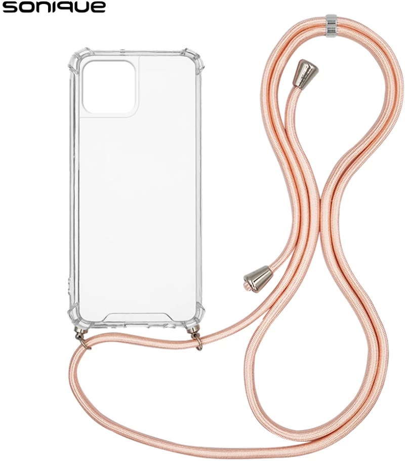 Θήκη Σιλικόνης με Κορδόνι Sonique Armor Clear Apple iPhone 15 Ροζ Σατινέ - Sonique - Ροζ Σατινέ - iPhone 15 - Θήκες Πλάτης