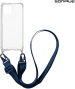 Θήκη Σιλικόνης με Strap Sonique Armor Clear Apple iPhone 15 Μπλε Σκούρο - Sonique - Μπλε Σκούρο - iPhone 15 - Θήκες Πλάτης