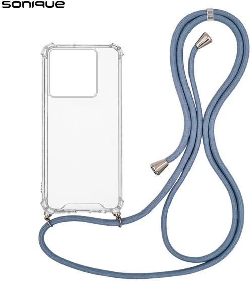 Θήκη Σιλικόνης με Κορδόνι Sonique Armor Clear Xiaomi Redmi Note 13 Pro 5G / Poco X6 5G Μπλε Γκρι - Sonique - Μπλε Γκρι - Poco X6 5G, Redmi Note 13 Pro 5G - Θήκες Πλάτης