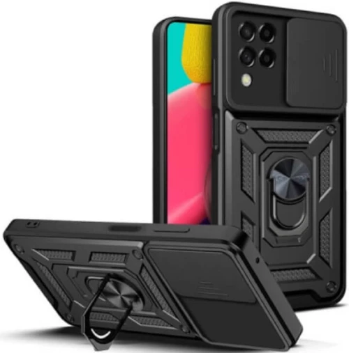Bodycell Armor Slide - Ανθεκτική Θήκη Samsung Galaxy M53 με Κάλυμμα για την Κάμερα & Μεταλλικό Ring Holder - Black (5206015019159)