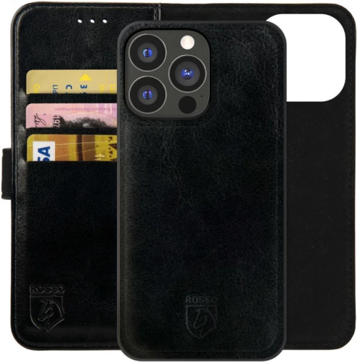 Rosso Element 2 in 1 - PU Θήκη Πορτοφόλι Apple iPhone 15 Pro Max - Black (8719246401411)