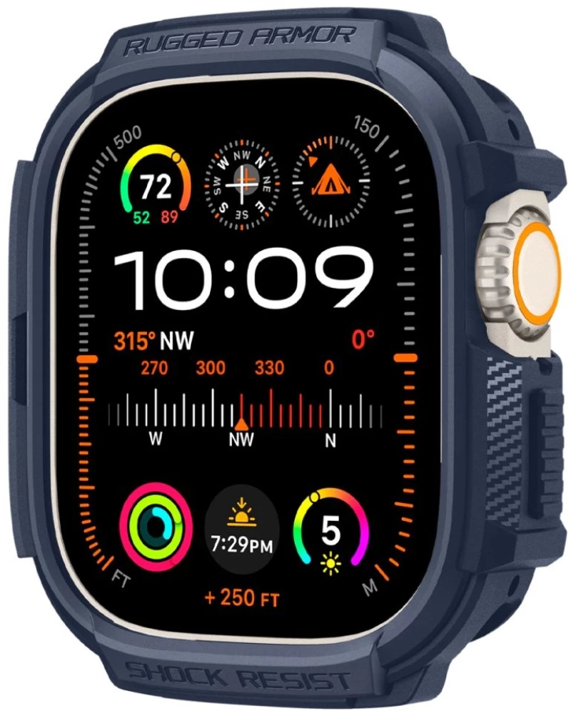 Spigen Rugged Armor - Θήκη Σιλικόνης Apple Watch Ultra 2 / Ultra 1 49mm - Navy Blue (ACS07382)