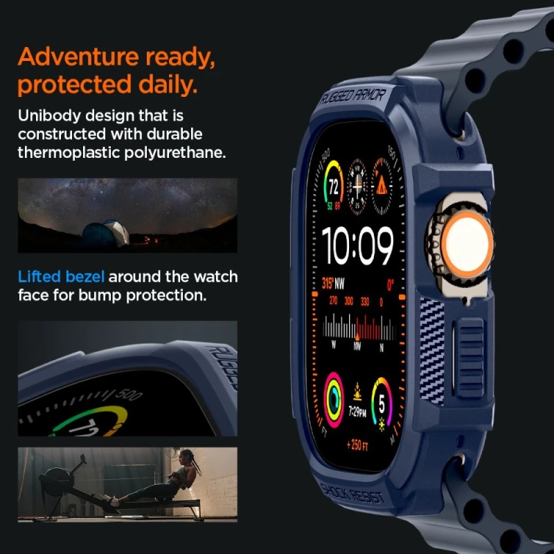 Spigen Rugged Armor - Θήκη Σιλικόνης Apple Watch Ultra 2 / Ultra 1 49mm - Navy Blue (ACS07382)