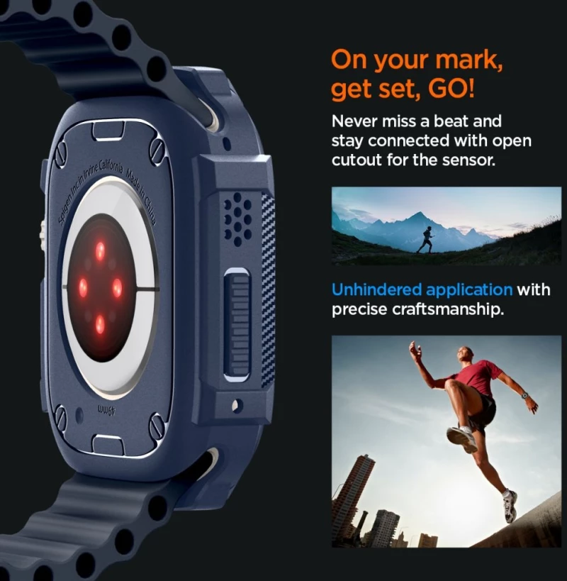 Spigen Rugged Armor - Θήκη Σιλικόνης Apple Watch Ultra 2 / Ultra 1 49mm - Navy Blue (ACS07382)