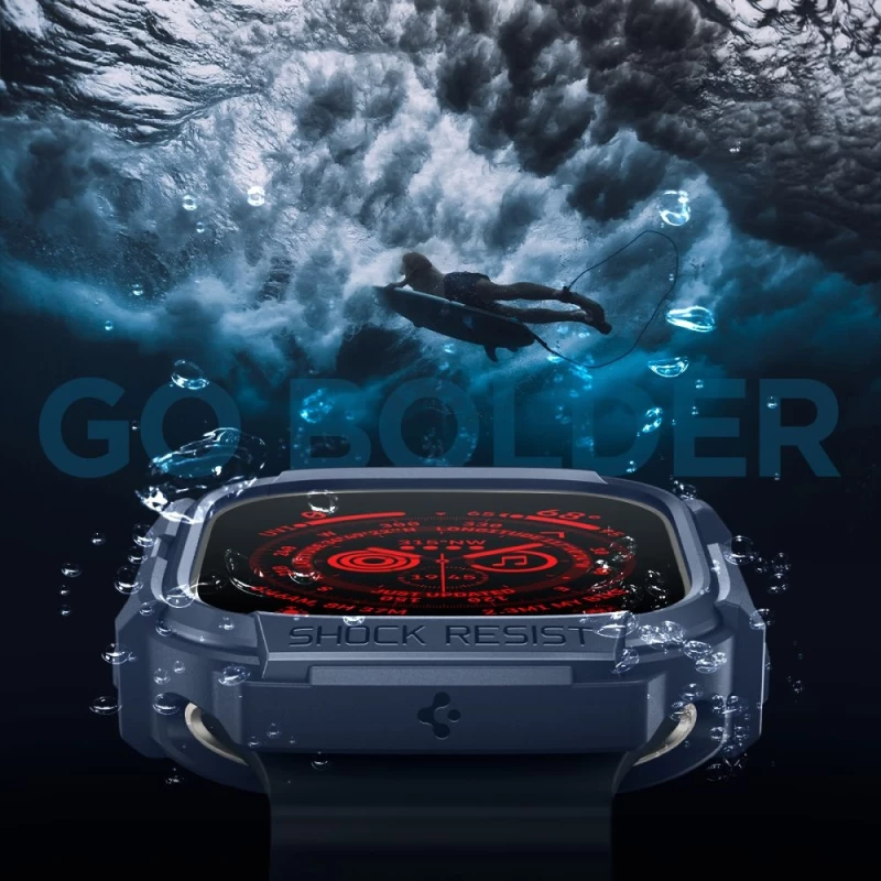 Spigen Rugged Armor - Θήκη Σιλικόνης Apple Watch Ultra 2 / Ultra 1 49mm - Navy Blue (ACS07382)