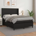 Κρεβάτι Boxspring με Στρώμα Μαύρο 140x200εκ.από Συνθετικό Δέρμα Μαύρο 3132381