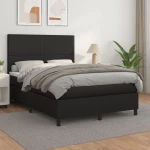 Κρεβάτι Boxspring με Στρώμα Μαύρο 140x200εκ.από Συνθετικό Δέρμα Μαύρο 3142725