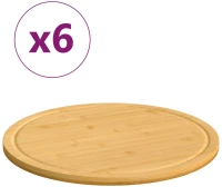 Σανίδες Κοπής 6 Τεμ. Ø40 x 1,5 εκ. από Μπαμπού Καφέ 352779