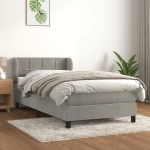Κρεβάτι Boxspring με Στρώμα Ανοιχτό Γκρι 80x200 εκ. Βελούδινο Γκρι 3127457