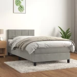 Κρεβάτι Boxspring με Στρώμα Ανοιχτό Γκρι 80x200 εκ. Βελούδινο Γκρι 3141269